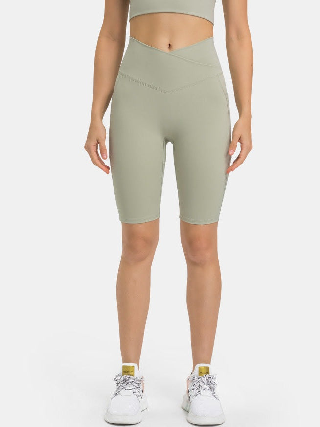 بنطال يوغا بجيوب متقاطعة على الخصر