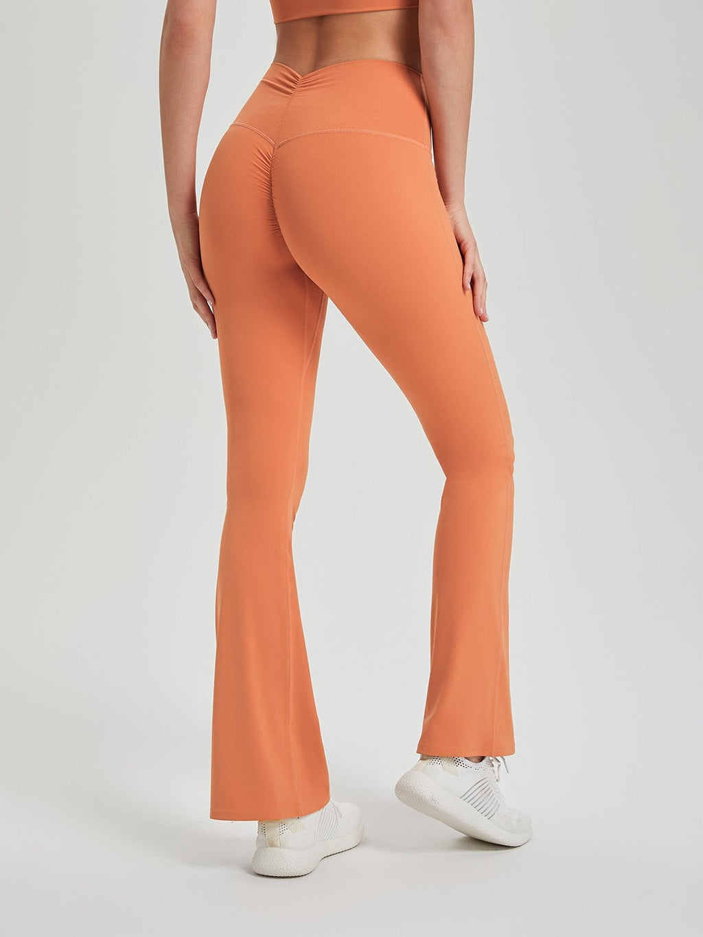 Bell-Bottom High-Waist Pleated Yoga Pants