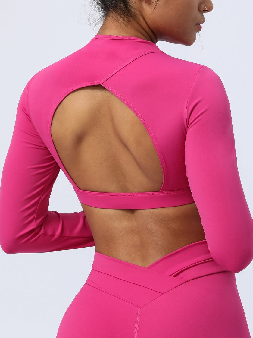 Backless Long-Sleeve Crop Top