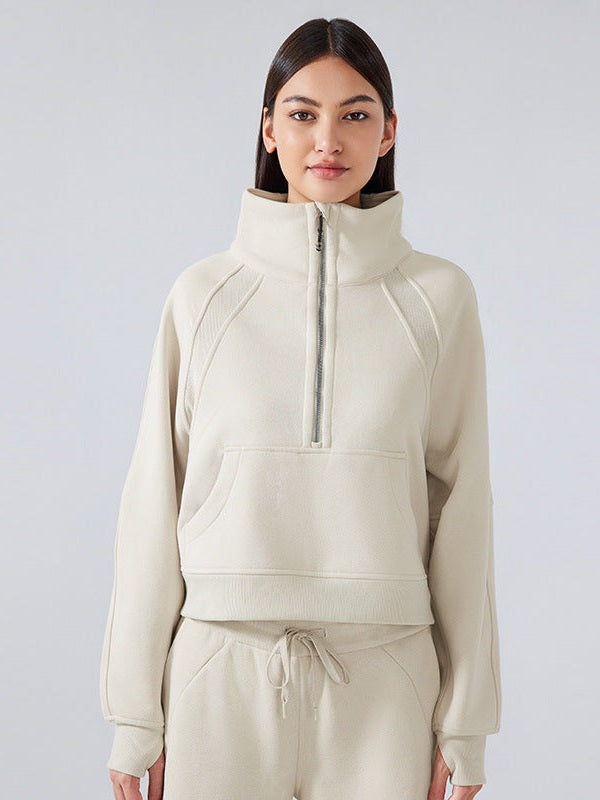 Half Zip Stand Collar Hoodie