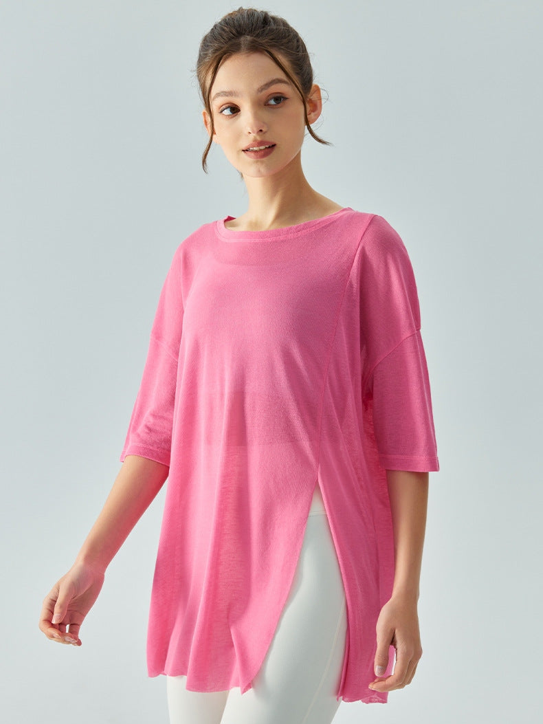 تي شيرت يوغا بفتحة جانبية