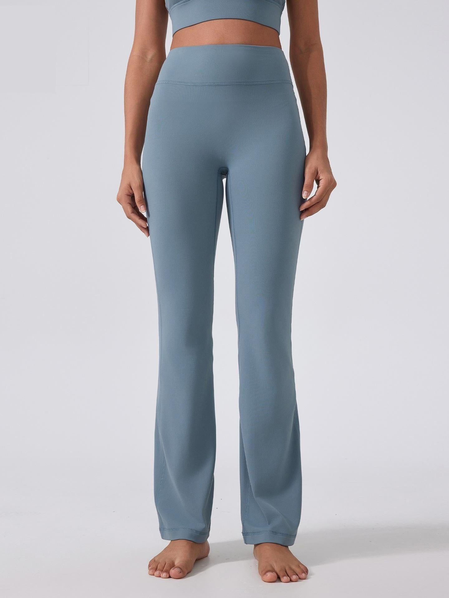 بنطال يوغا واسع الساق وخصر مرتفع