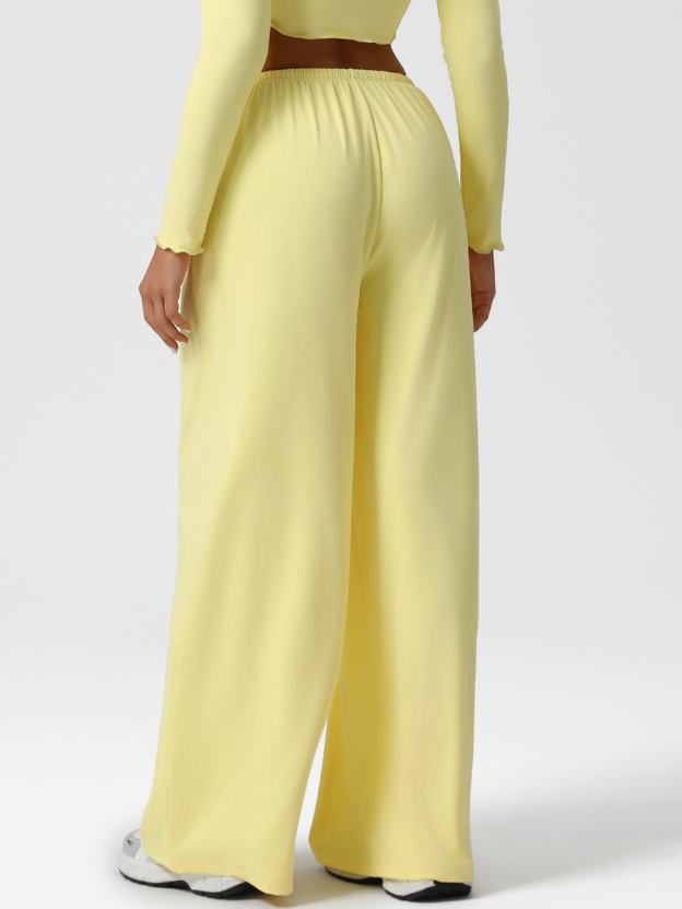 بنطال يوغا واسع الساق مع جيب