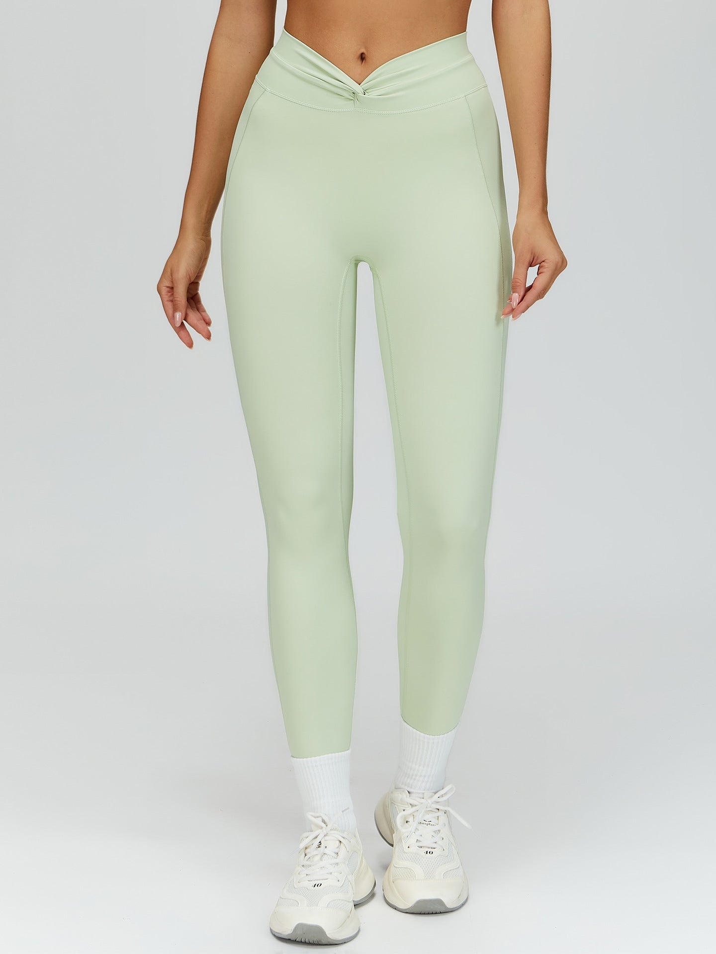 Twisted High-Waist Pleated Leggings