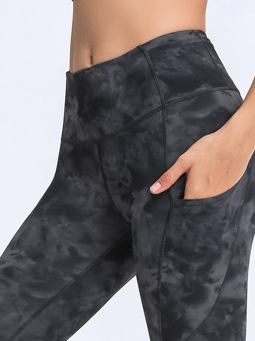 Patchwork-Yogahose mit hohem Bund