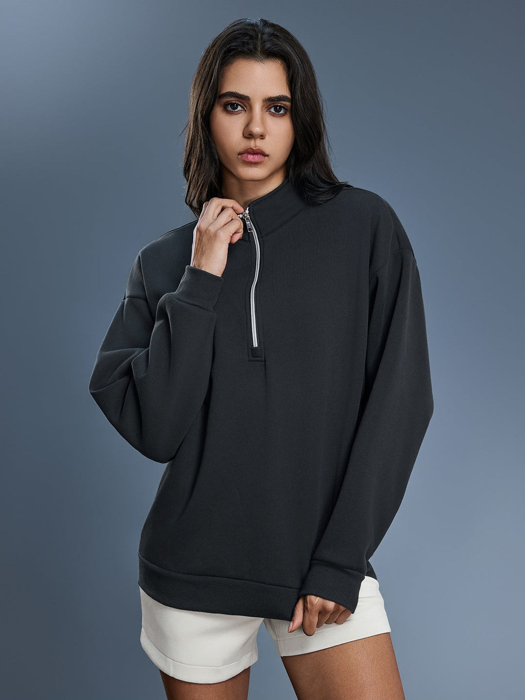 Stand Collar Half-Zip Hoodie