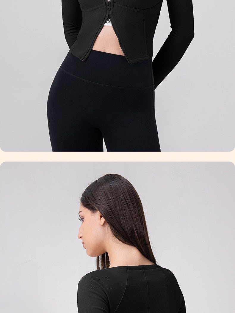 Zippered Corset Sports Top