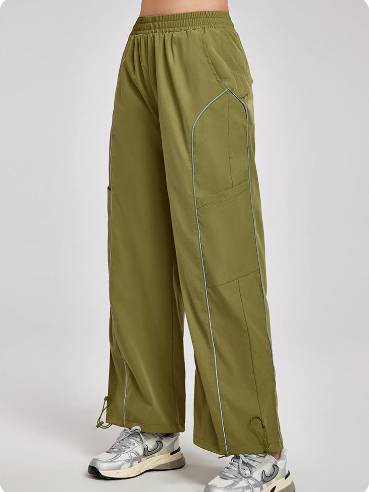 Reflective Stripe Wide Leg Pants