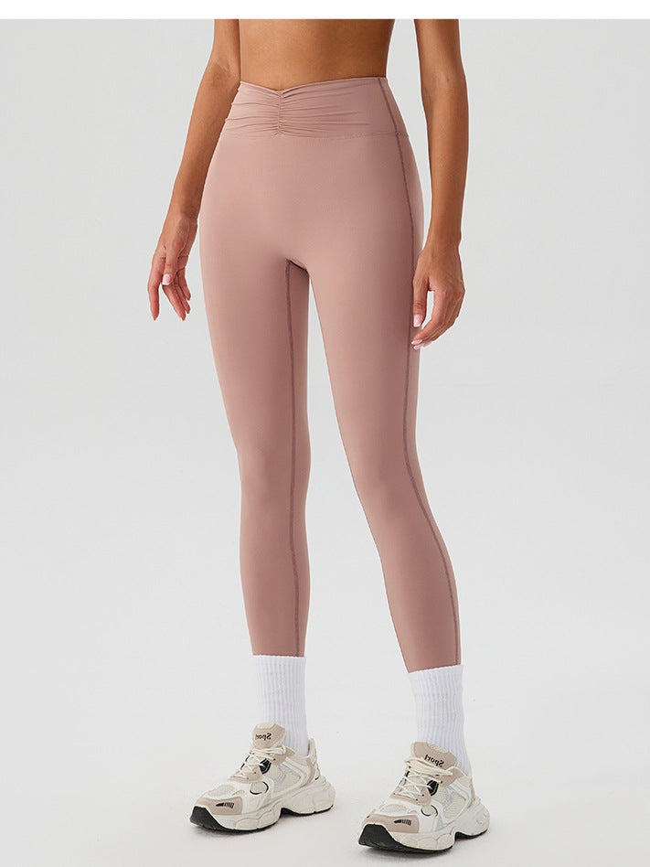 بنطال يوغا بخصر عالٍ وملمس عاري