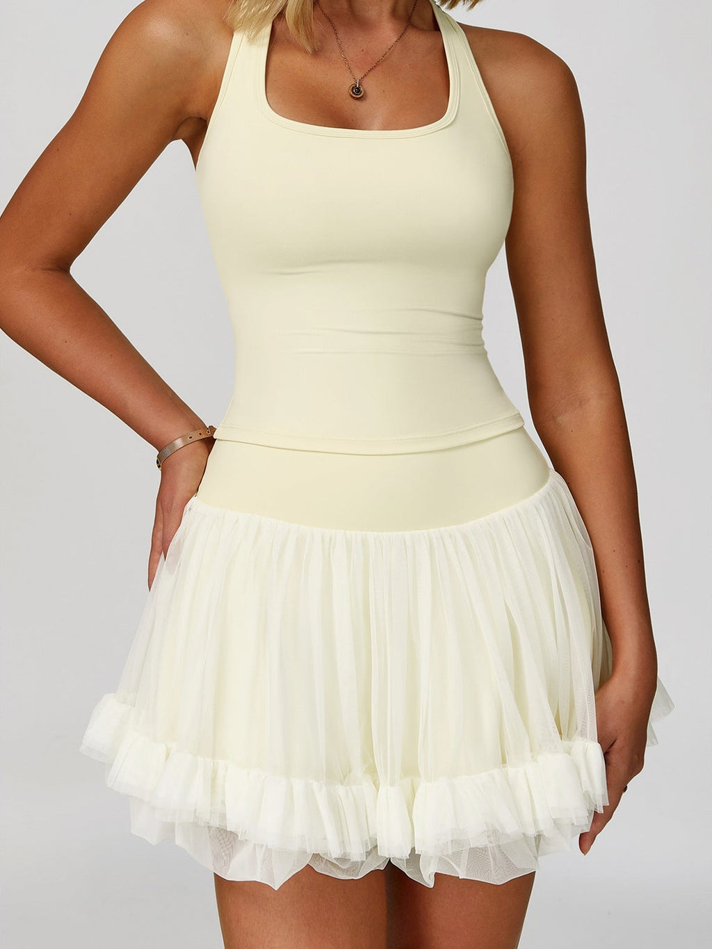 تنورة تنس عالية الخصر على شكل حرف A