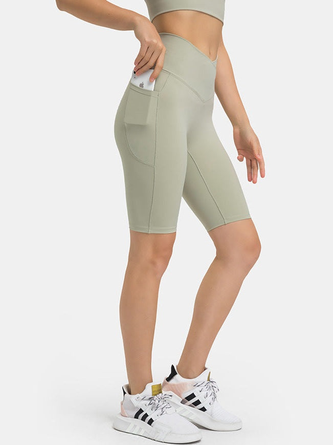 بنطال يوغا بجيوب متقاطعة على الخصر