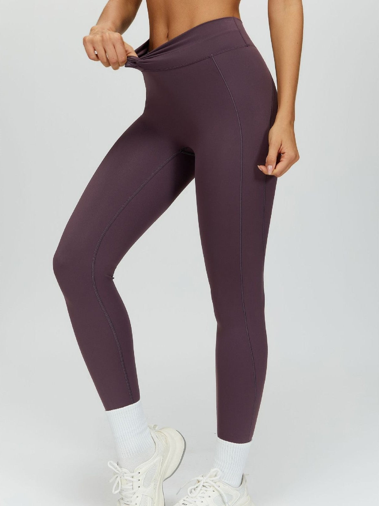 Twisted High-Waist Pleated Leggings