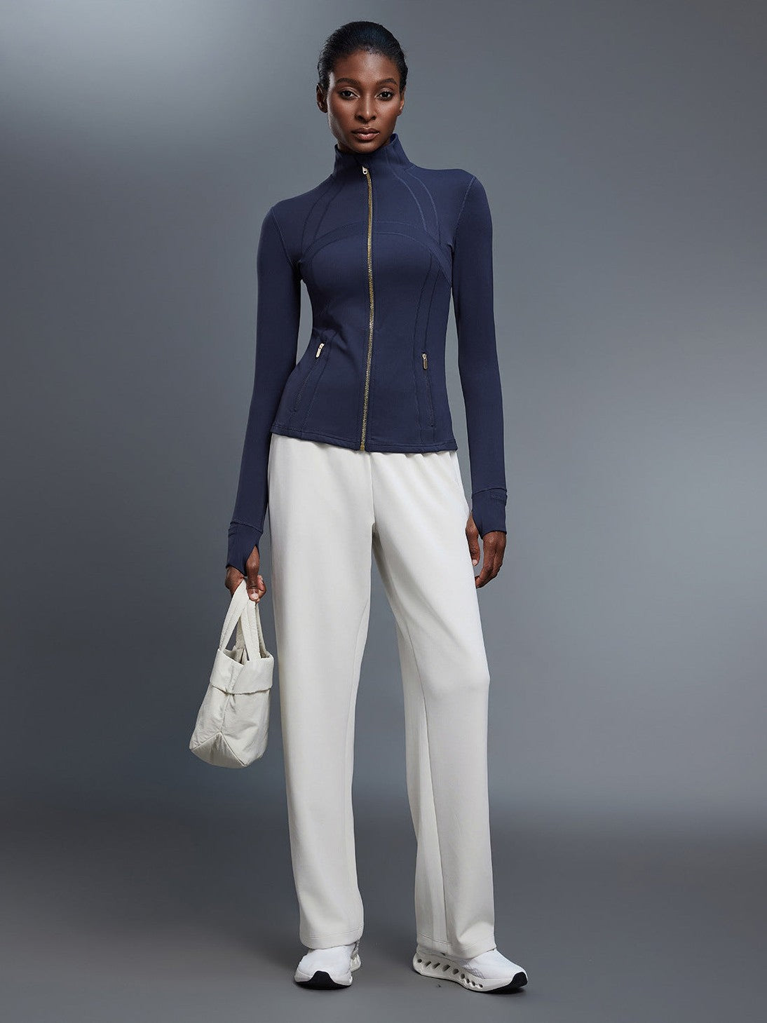 Navy Blue Gold Zipper