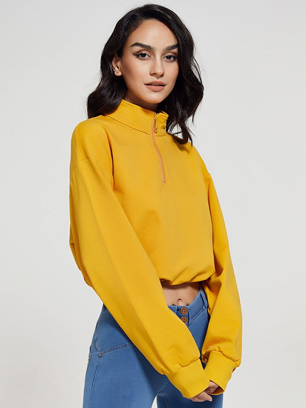 سترة بسحاب وياقة طويلة