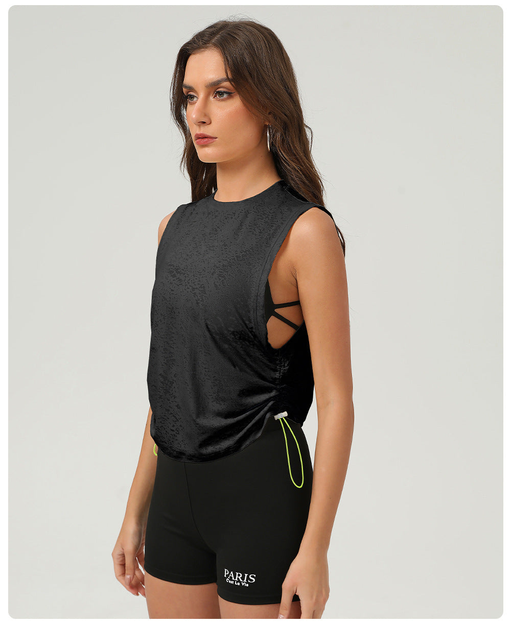 قميص يوغا تانك مع حاشية برباط