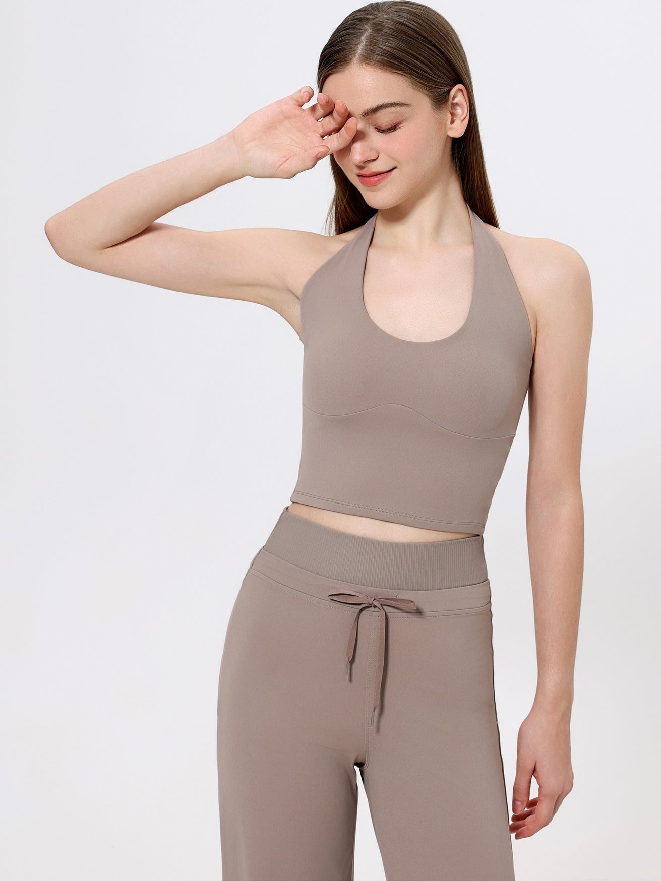 Neckholder-Yoga-Tanktop mit Schnürung