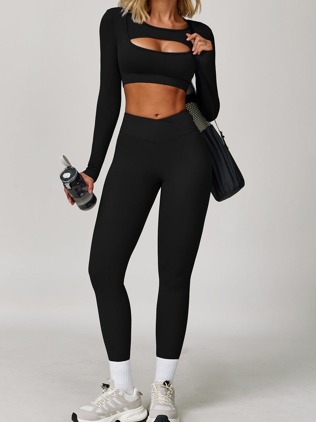 بنطال يوغا عالي الخصر متقاطع