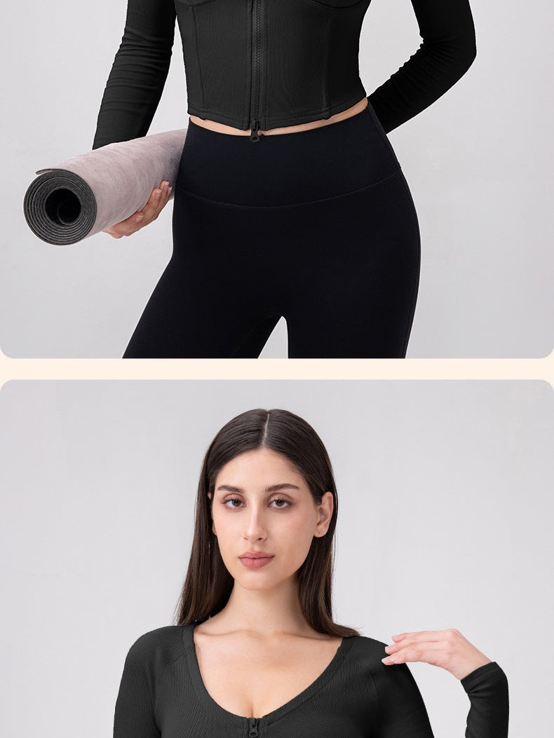 Zippered Corset Sports Top