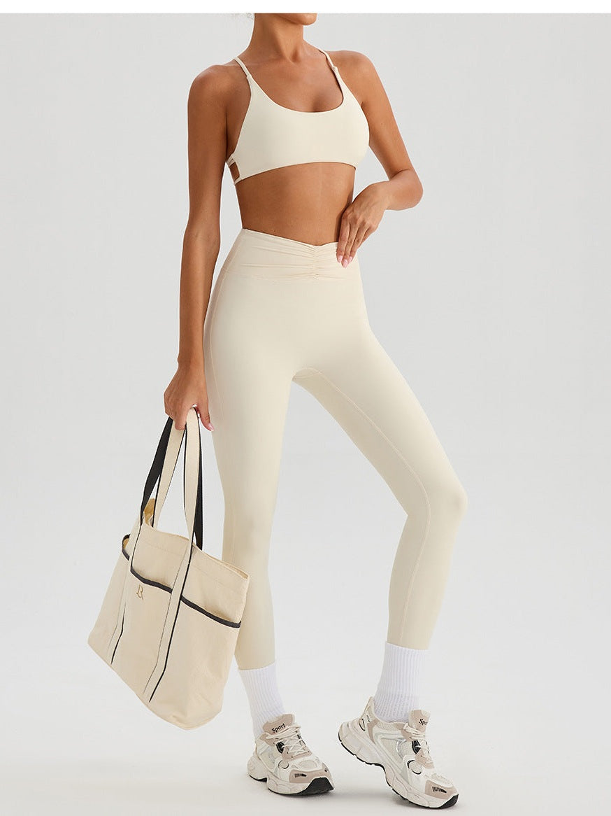 بنطال يوغا بخصر عالٍ وملمس عاري