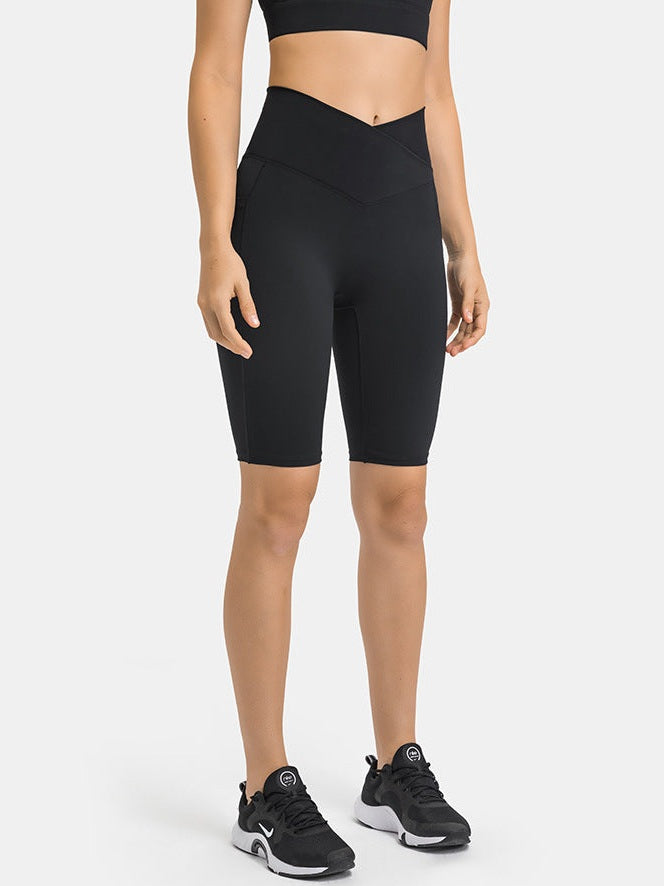 بنطال يوغا بجيوب متقاطعة على الخصر