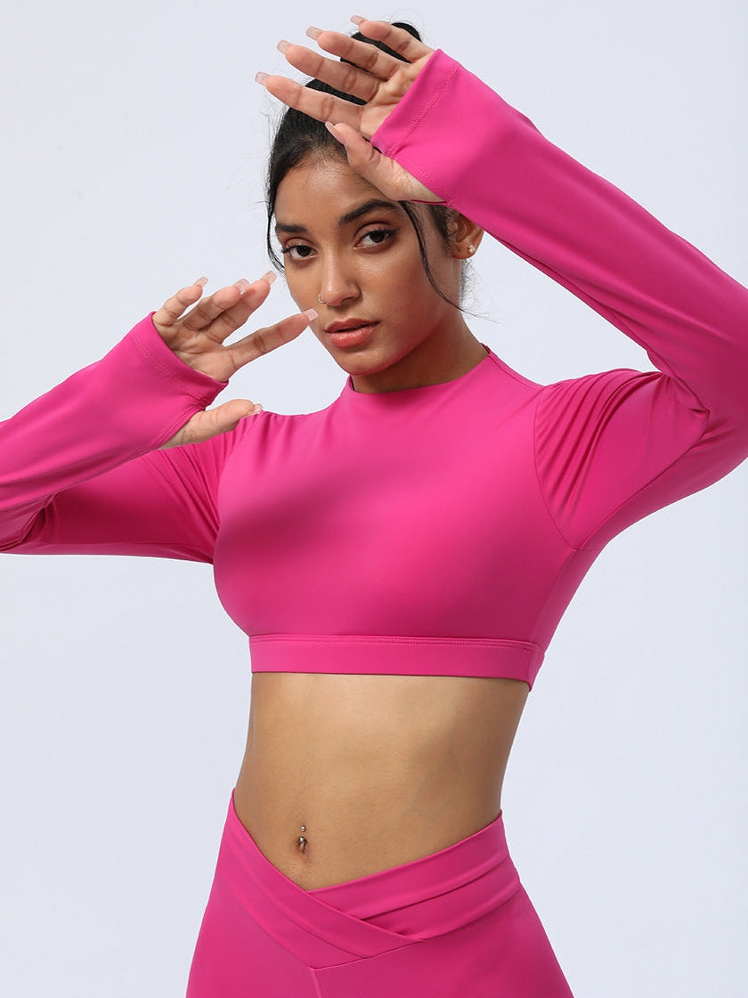 Backless Long-Sleeve Crop Top