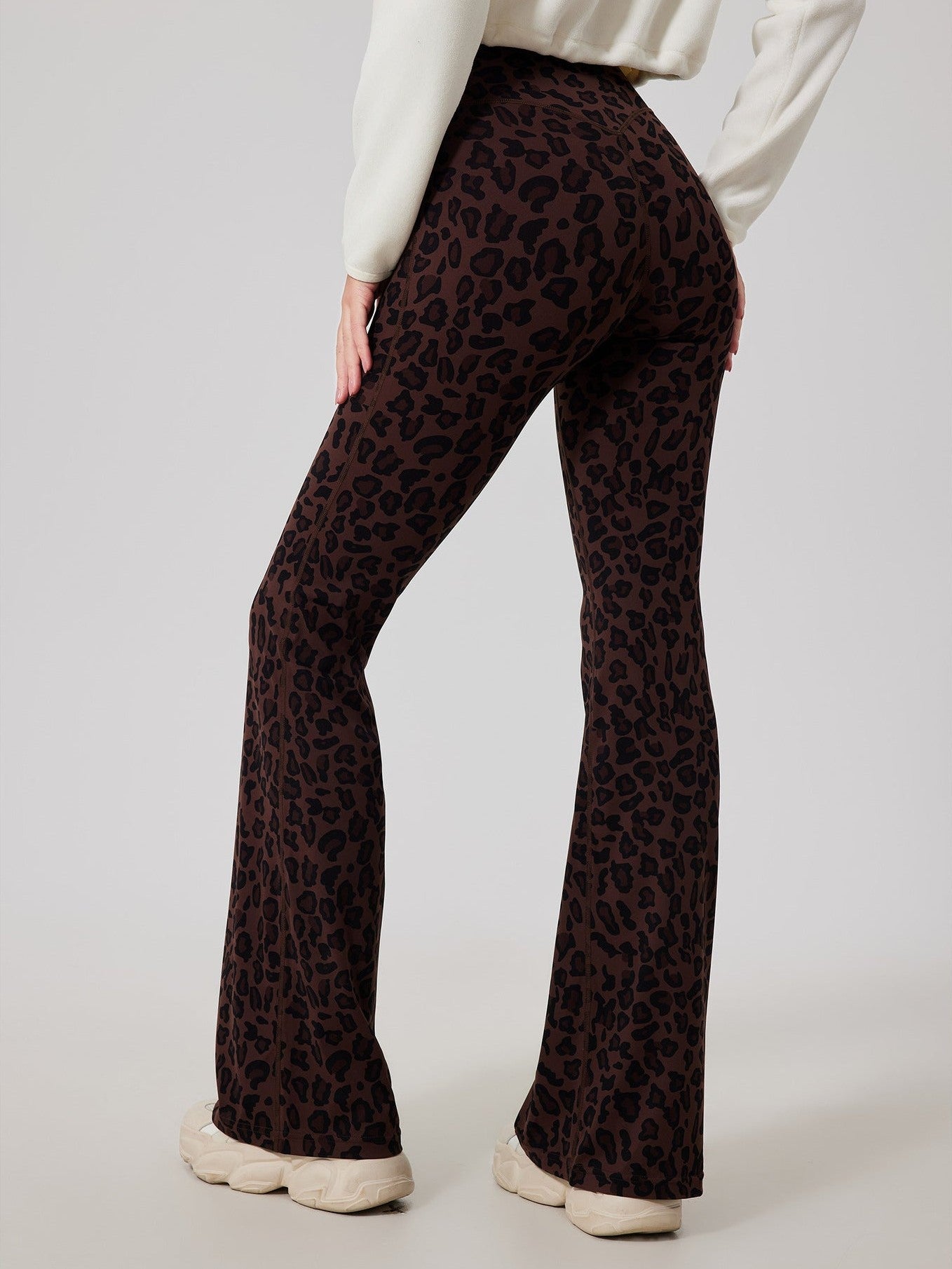 Leopard Print Bell-Bottom Yoga Pants