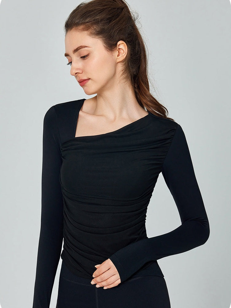 Asymmetric Ruched Sports Top