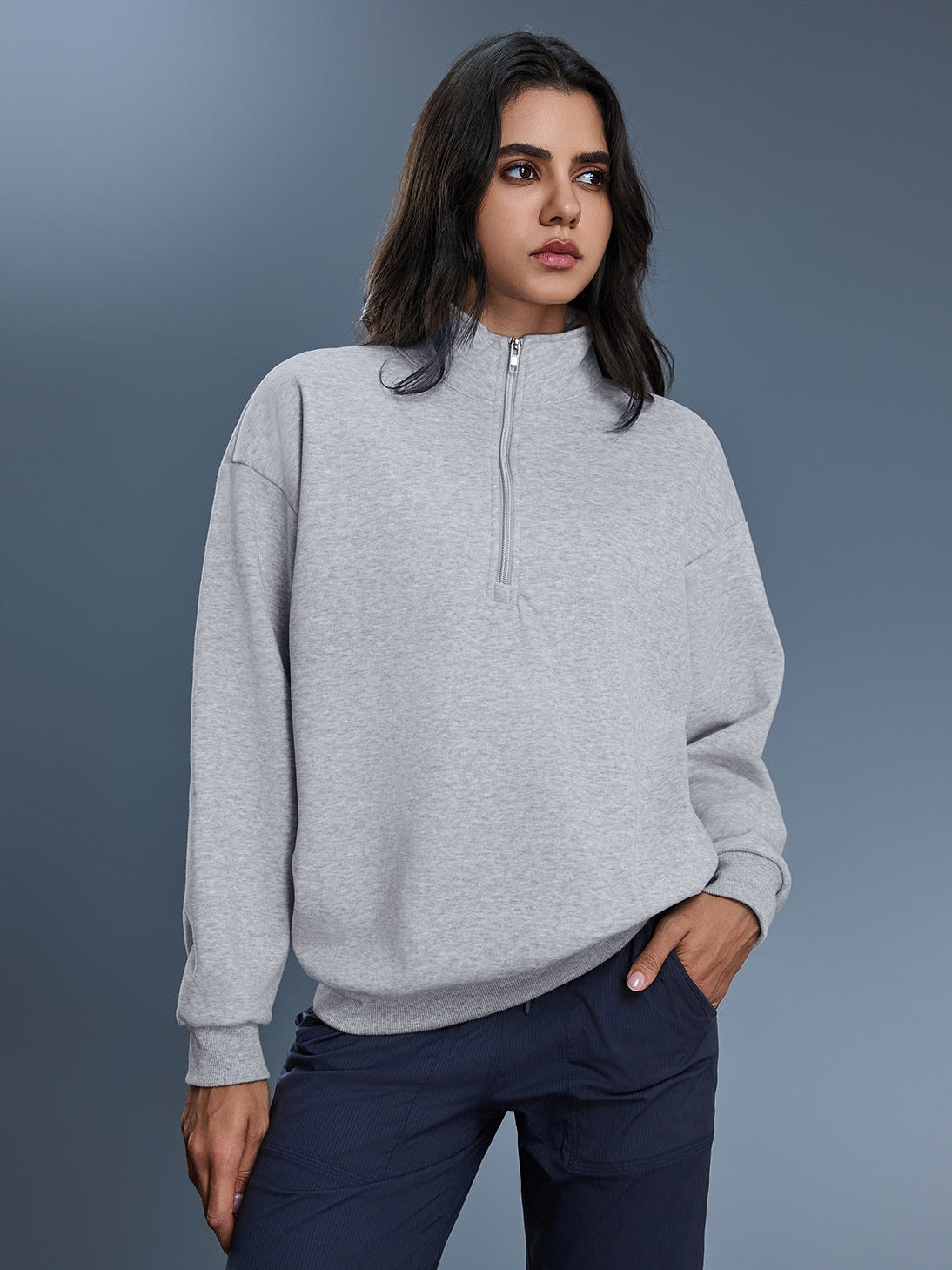 Stand Collar Half-Zip Hoodie