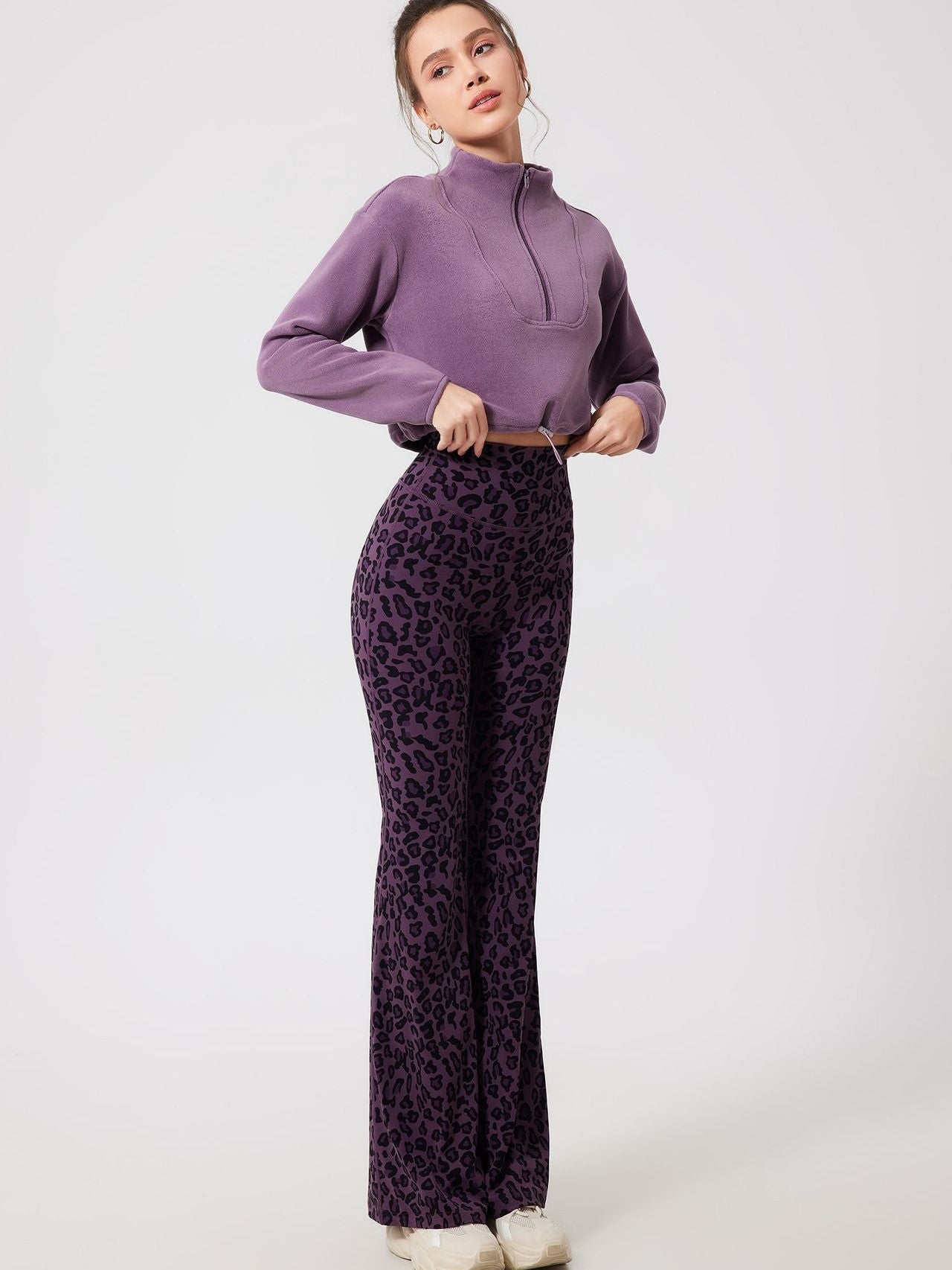 Leopard Print Bell-Bottom Yoga Pants