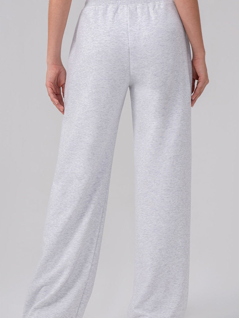 بنطال رياضي واسع الساق بخصر مرتفع