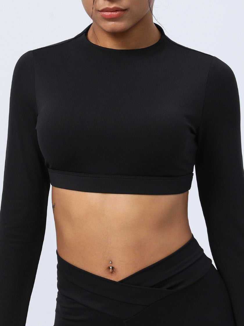 Backless Long-Sleeve Crop Top