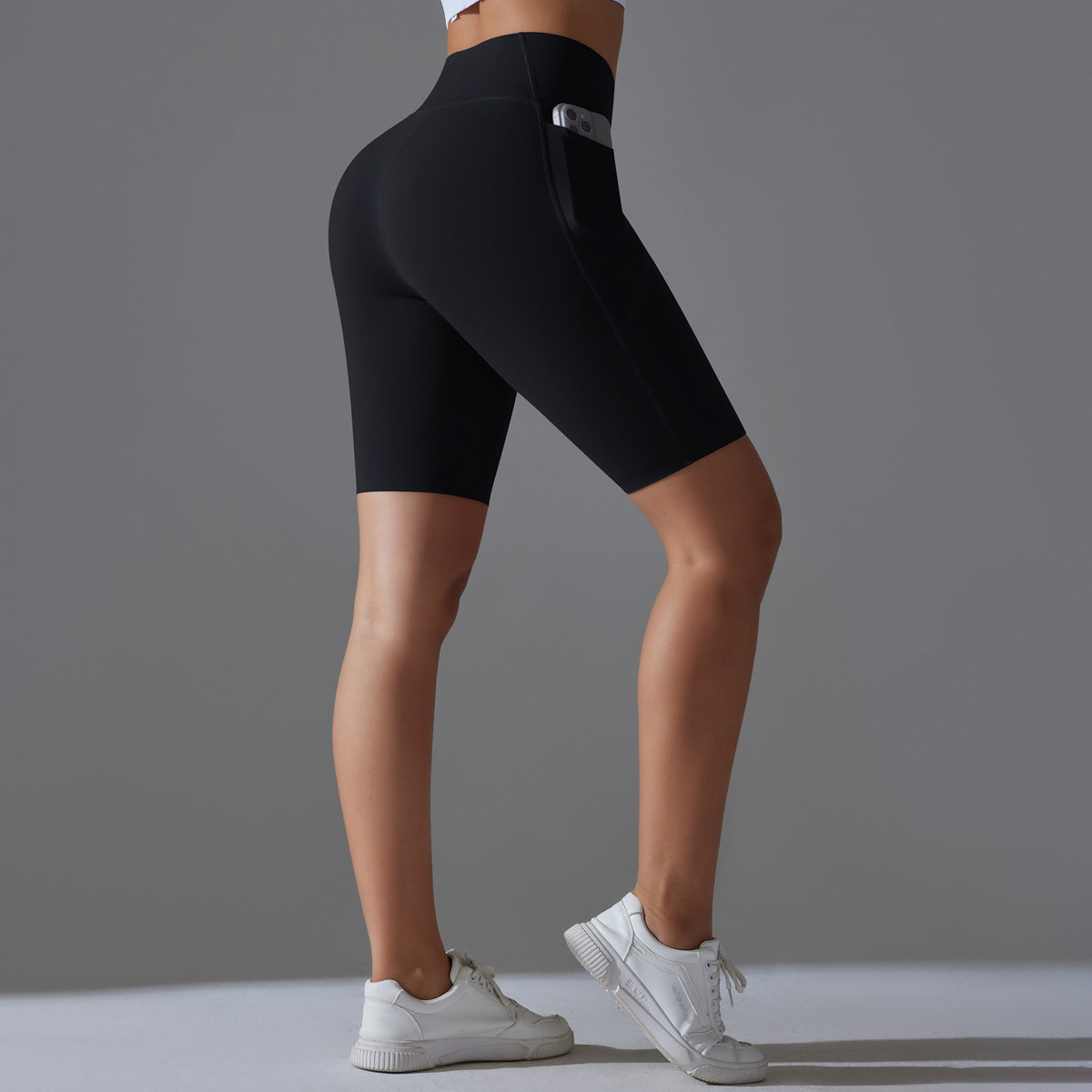 بنطال ضيق عالي الخصر بدون درزات وجيوب