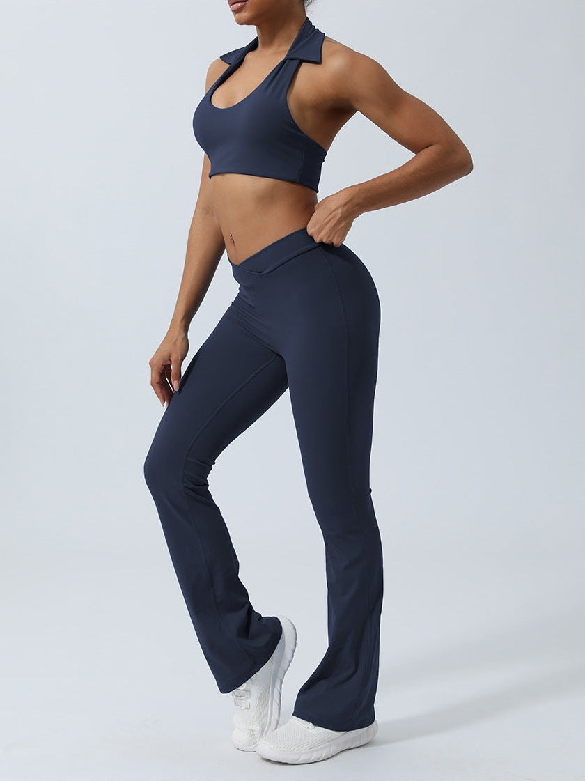 طقم يوغا مكشوف الظهر