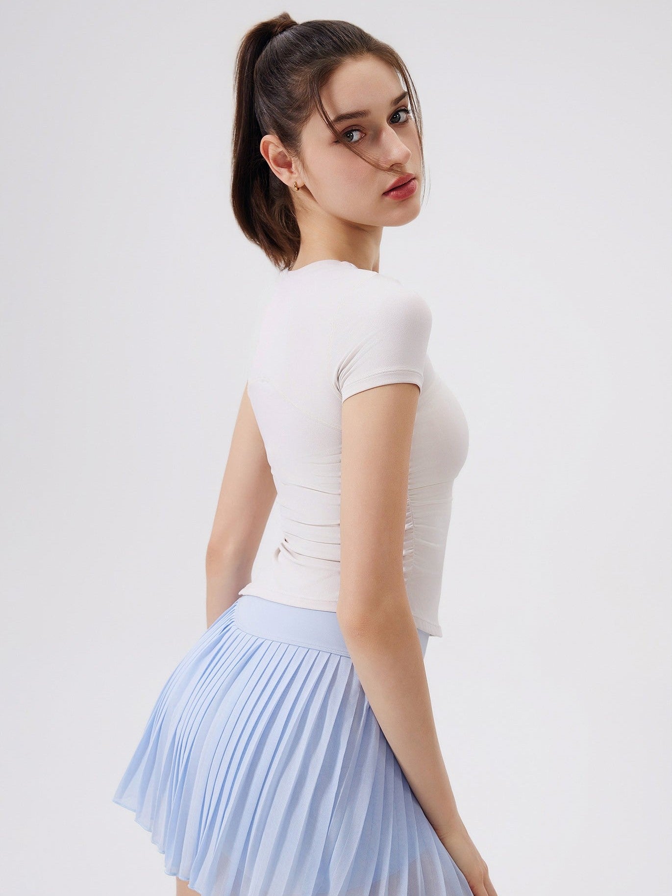 Asymmetric Ruched Breathable Antibacterial T-Shirt