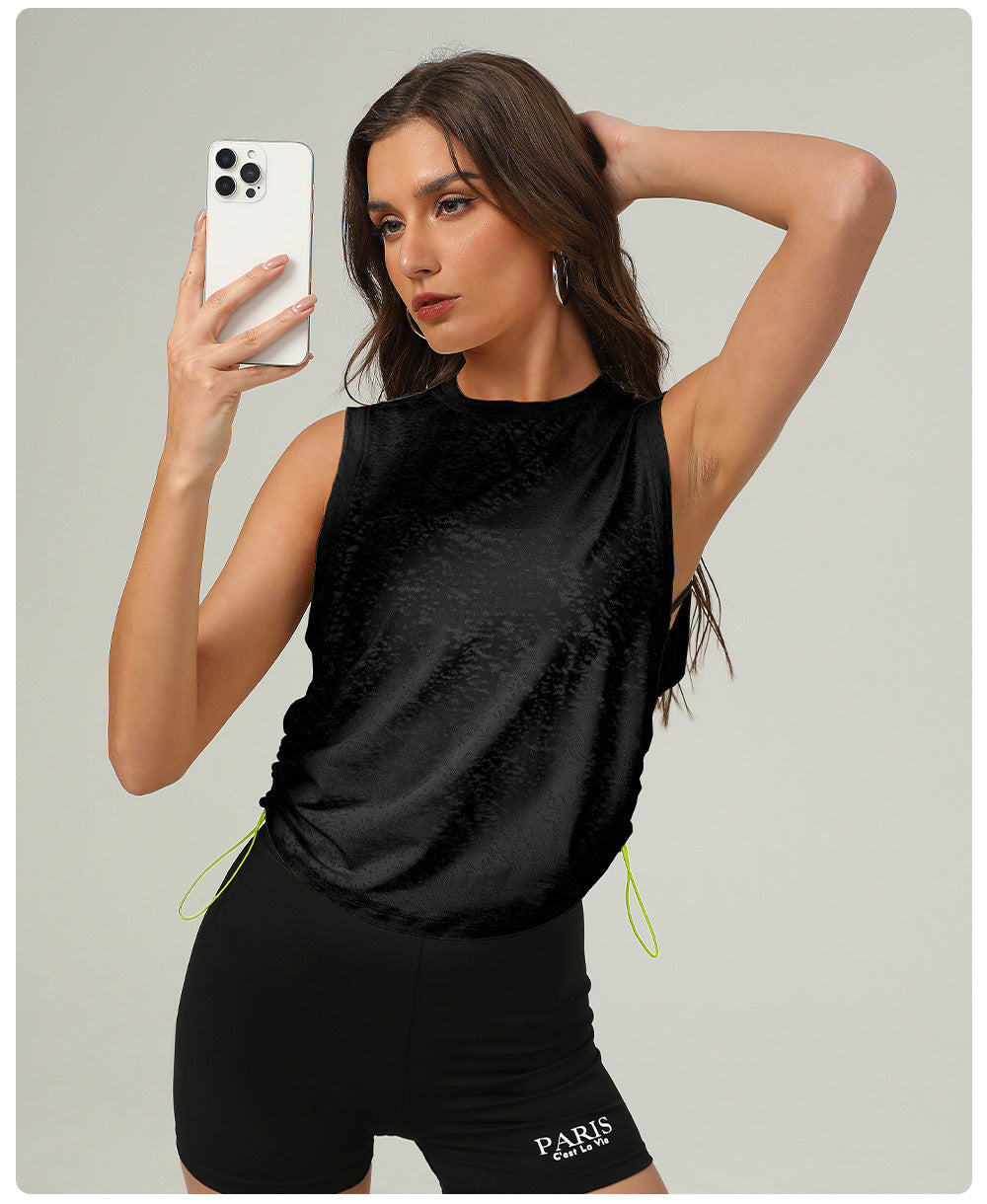 قميص يوغا تانك مع حاشية برباط