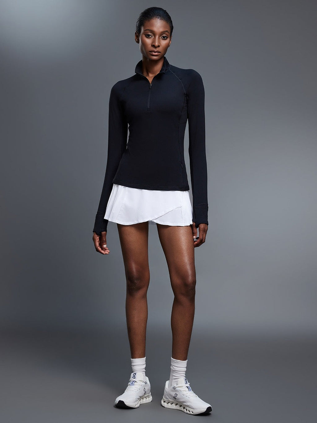 بلوزة يوغا بياقة واقفة وسحّاب