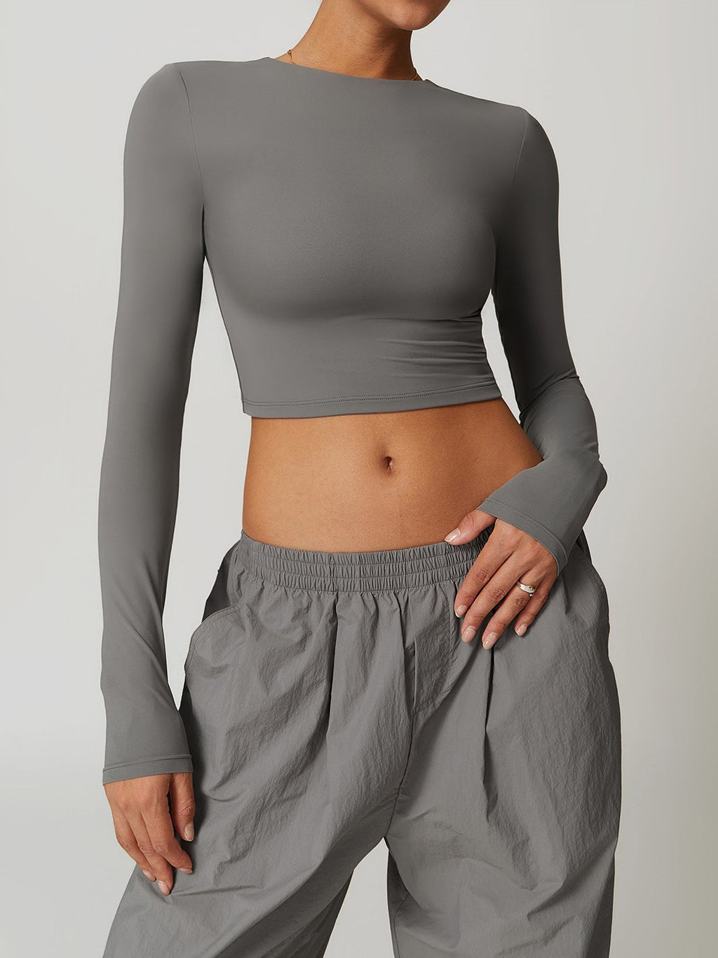 Yoga Langarm-Crop-Top