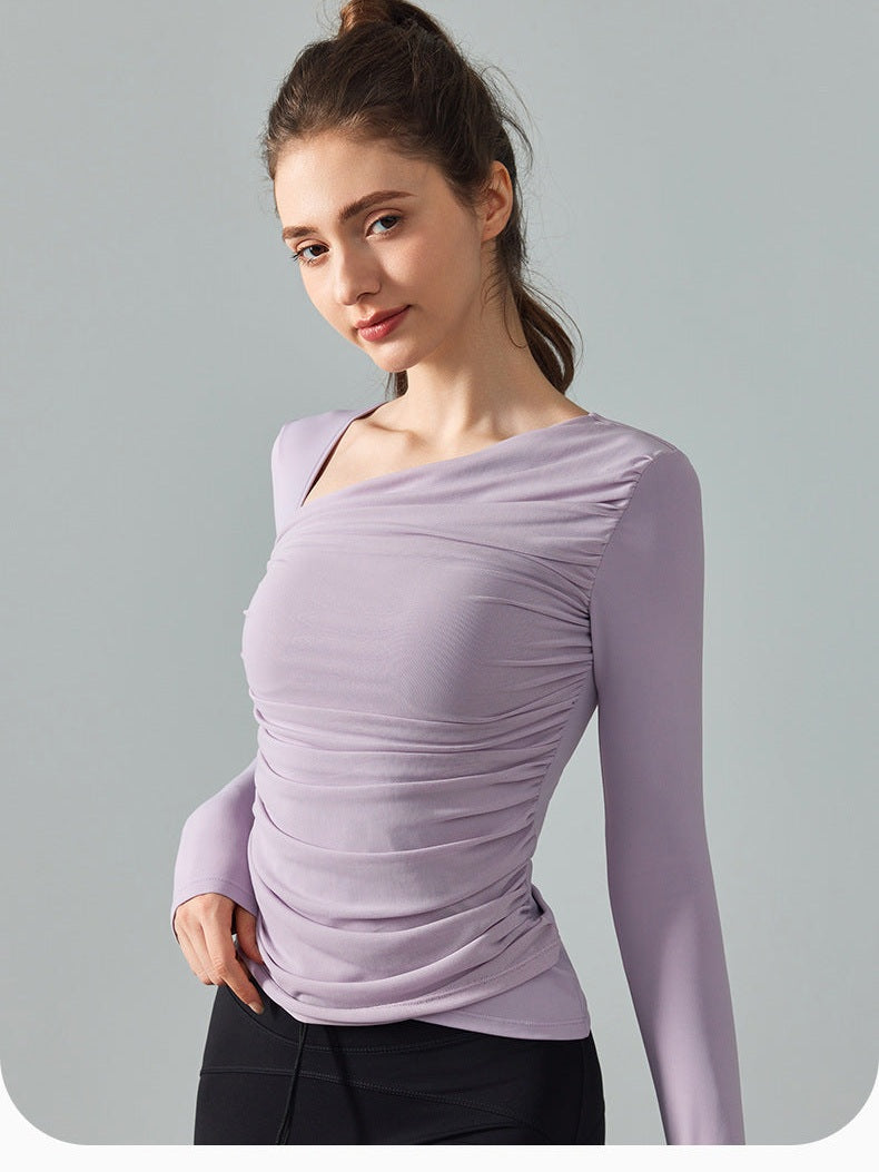 Asymmetric Ruched Sports Top