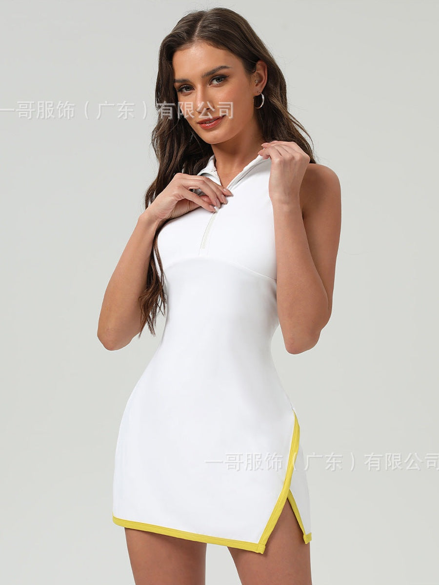 فستان رياضي بياقة مع وسادة صدر