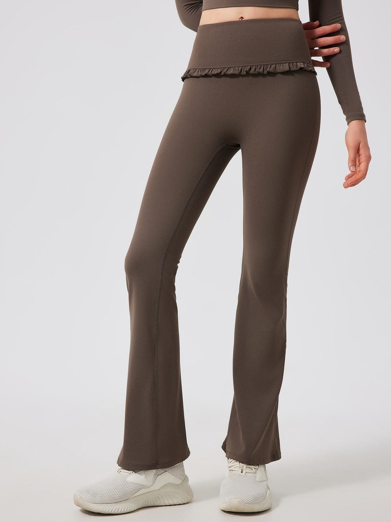 Ruffled High-Rise Yoga Pants