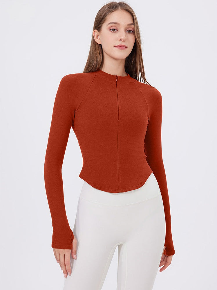 سترة نصف سحاب وياقة قائمة