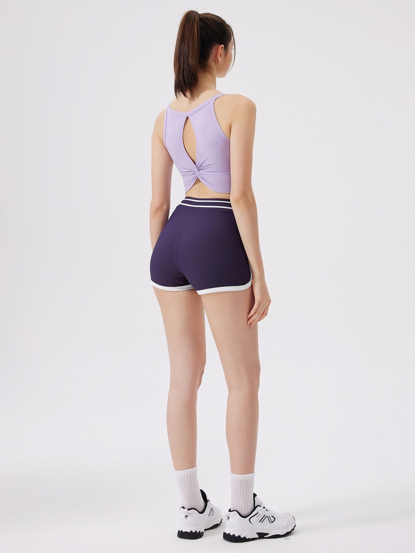 High Rise Contrast Sports Shorts