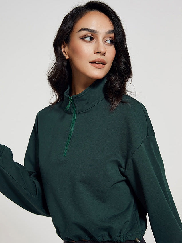 سترة بسحاب وياقة طويلة