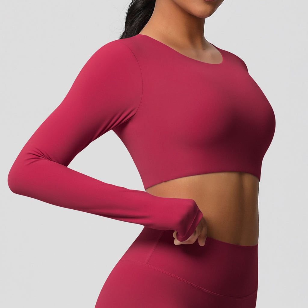 بلوزة شتوية بأكمام طويلة مع وسادة صدر