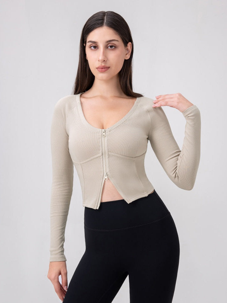 Zippered Corset Sports Top