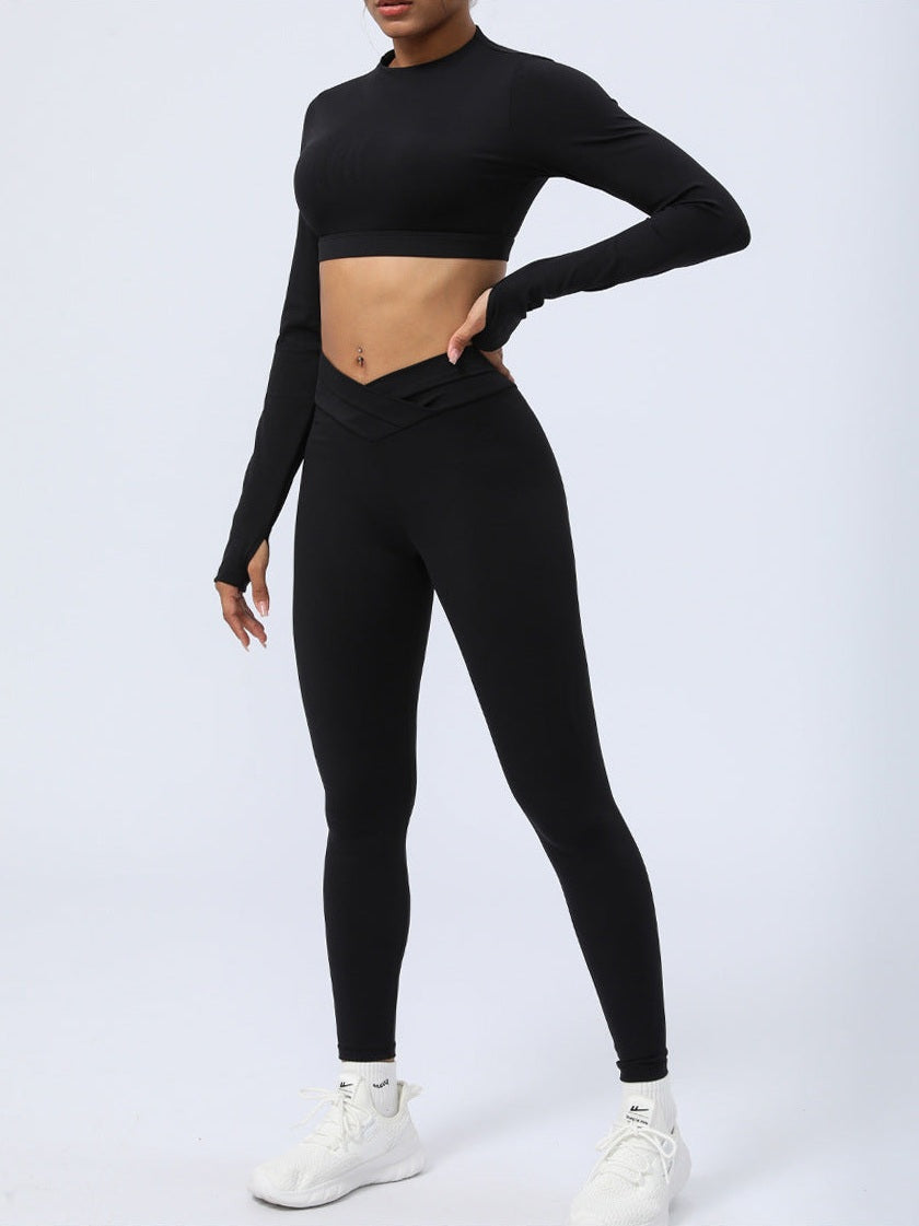 مجموعة يوغا مكشوفة الظهر بأشرطة متقاطعة