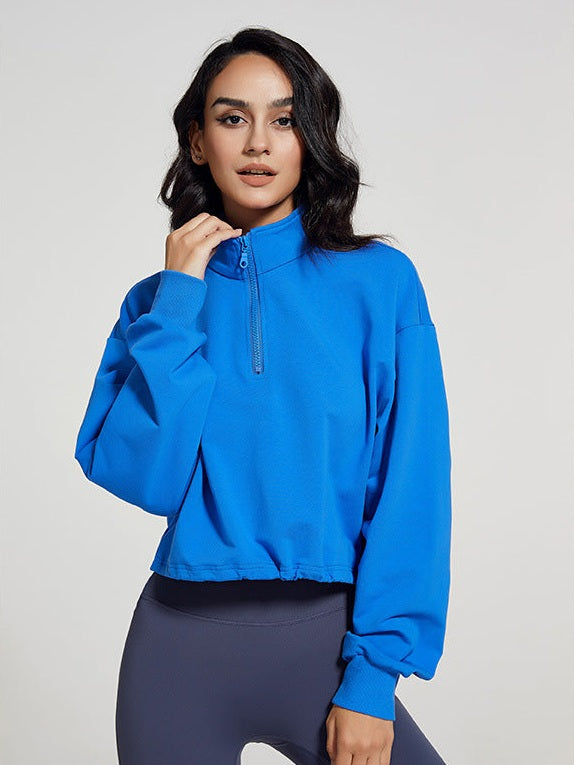 سترة بسحاب وياقة طويلة