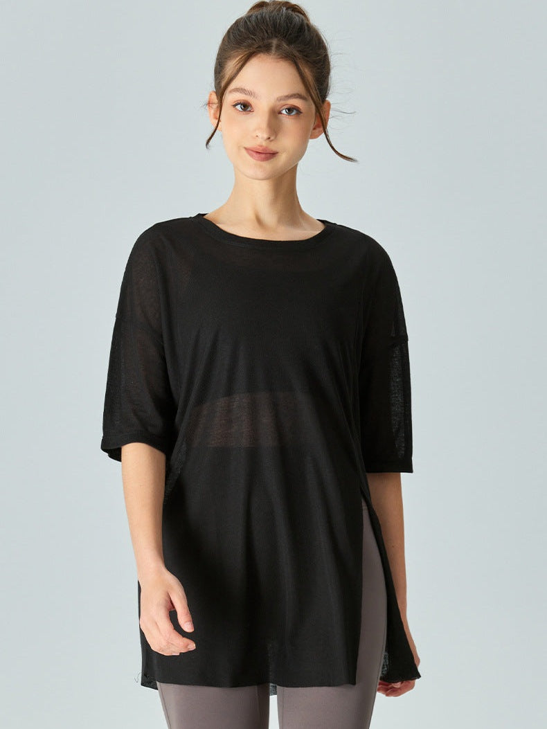 تي شيرت يوغا بفتحة جانبية