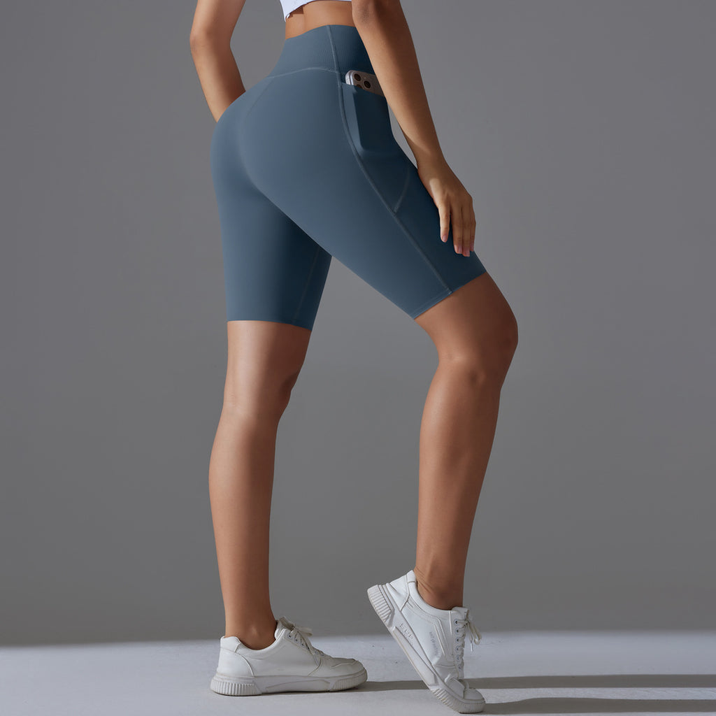 بنطال ضيق عالي الخصر بدون درزات وجيوب