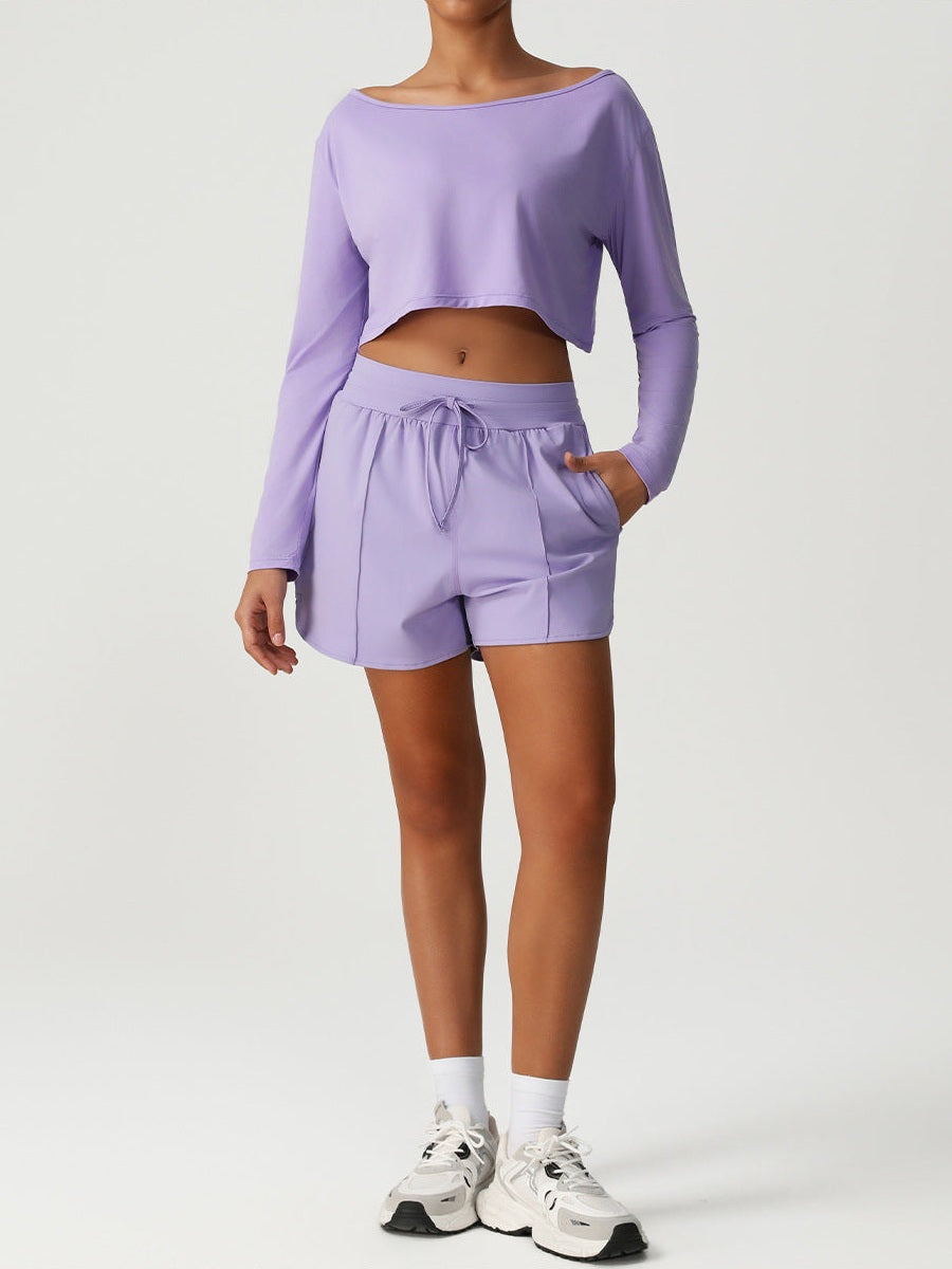 Cropped Long-Sleeve Yoga Set